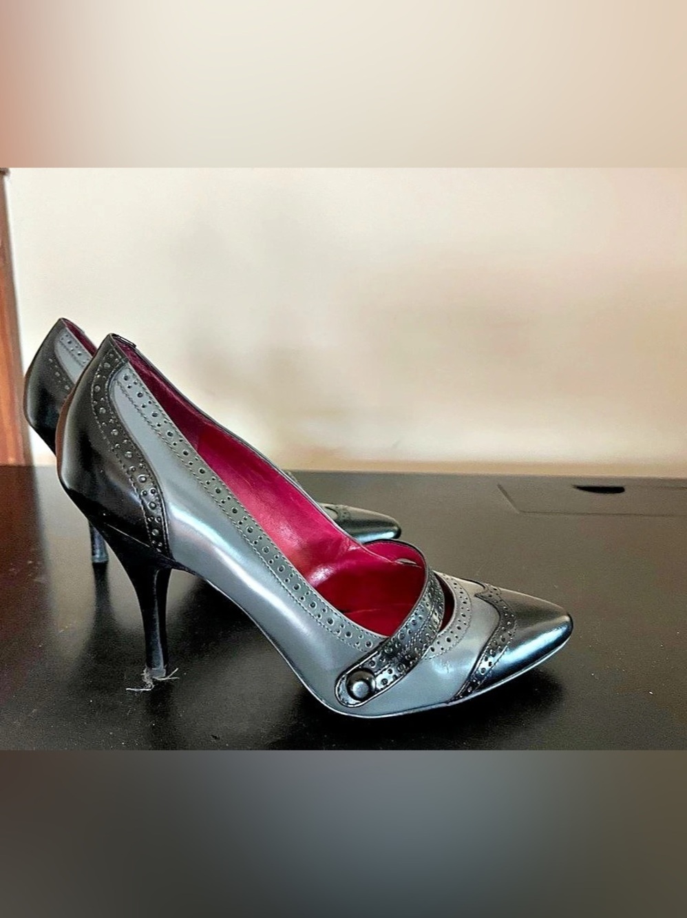 Banana Republic Narcisse Gray Brogue Mary Jane Pumps 8.5